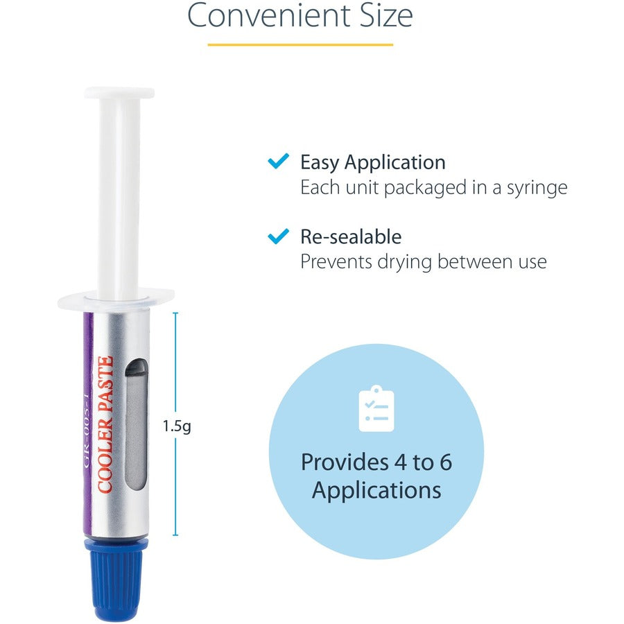 StarTech.com Thermal Paste, 1.5g Metal Oxide Heat Sink Compound, Re-sealable Syringes, CPU Paste StarTech.com Thermal Paste, 1.5g Metal Oxide Heat Sink Compound, Re-sealable Syringes, CPU Paste